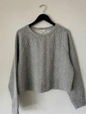 NWT Lou & Grey Light Gray Quilted Crewneck Sweatshirt